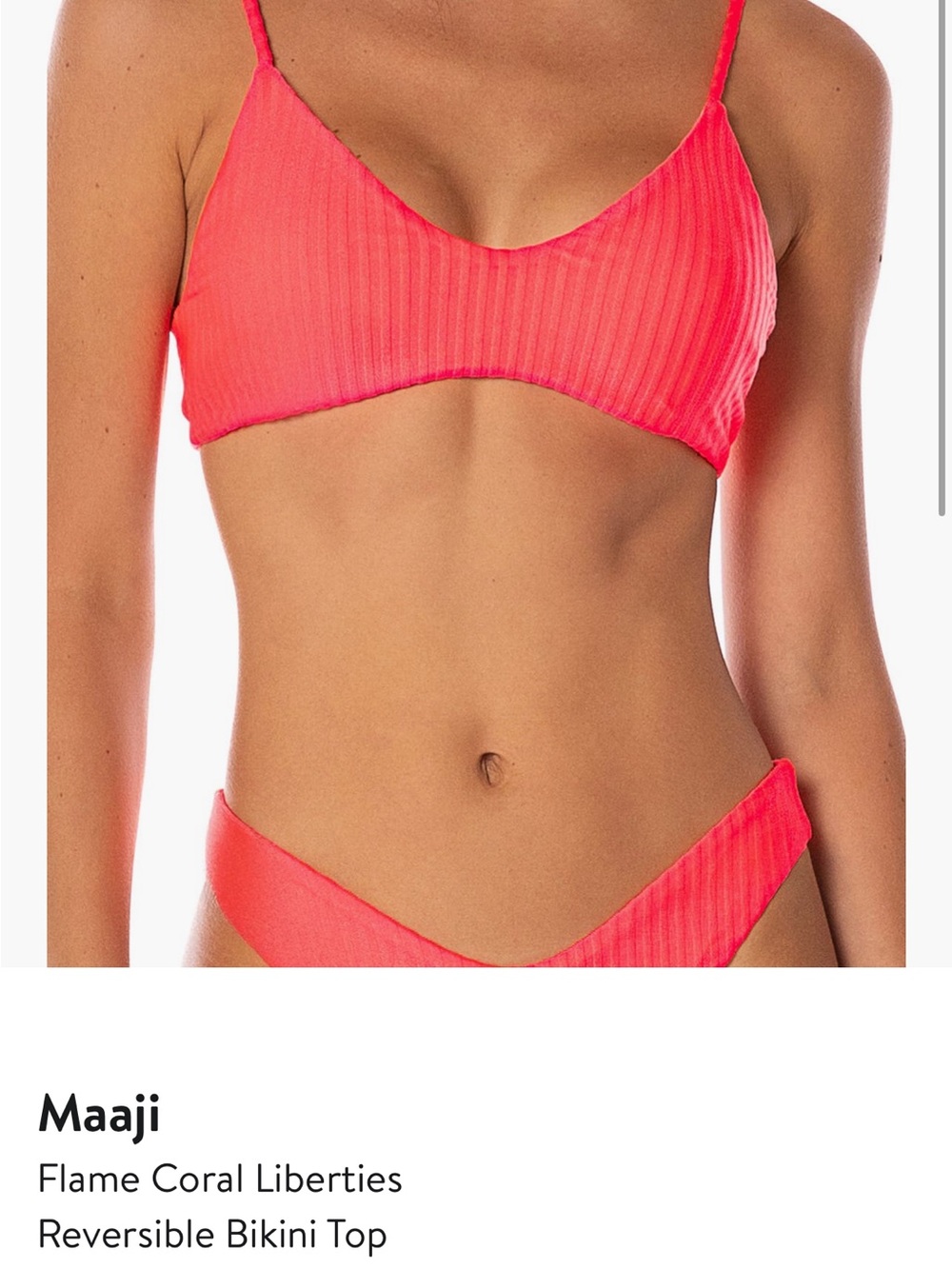 MAAJI NWT Bright Coral Ribbed Bikini Set Size Small